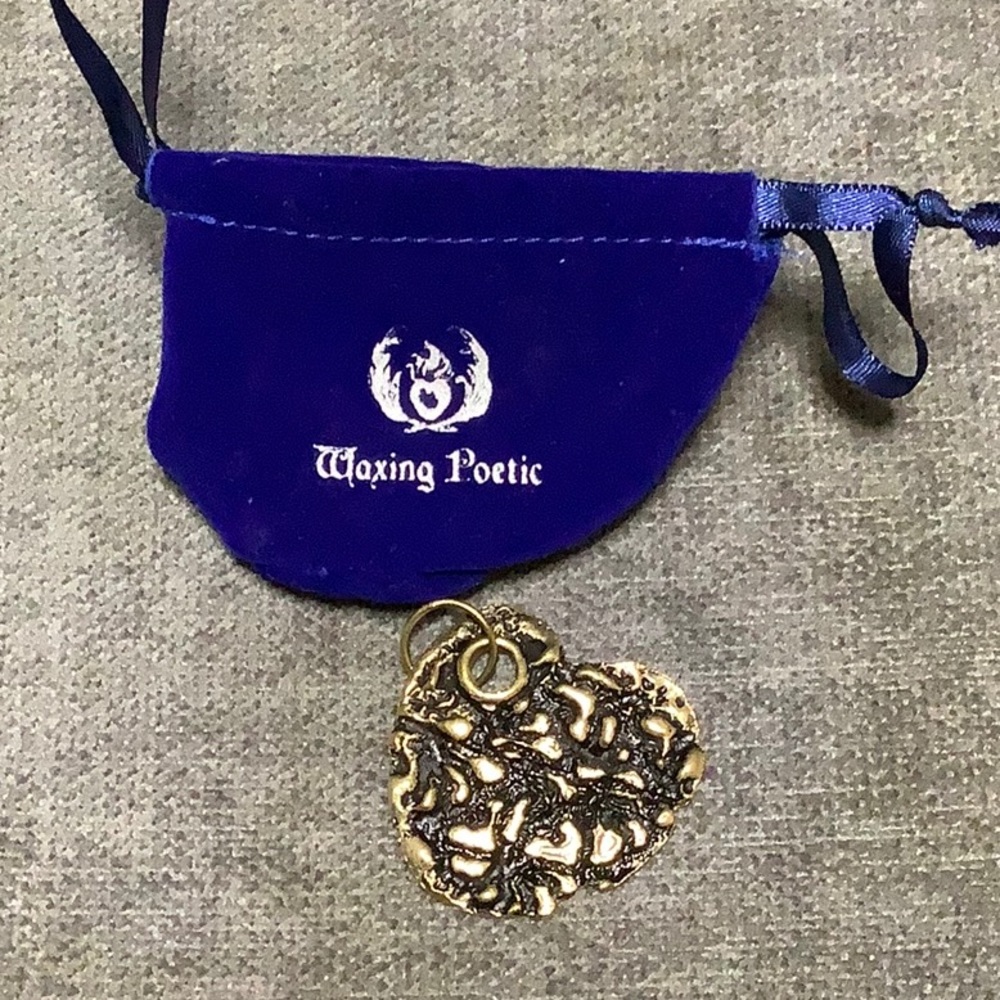 New Waxing Poetic Large Heart Charm with Blue Waxing Poetic Pouch
